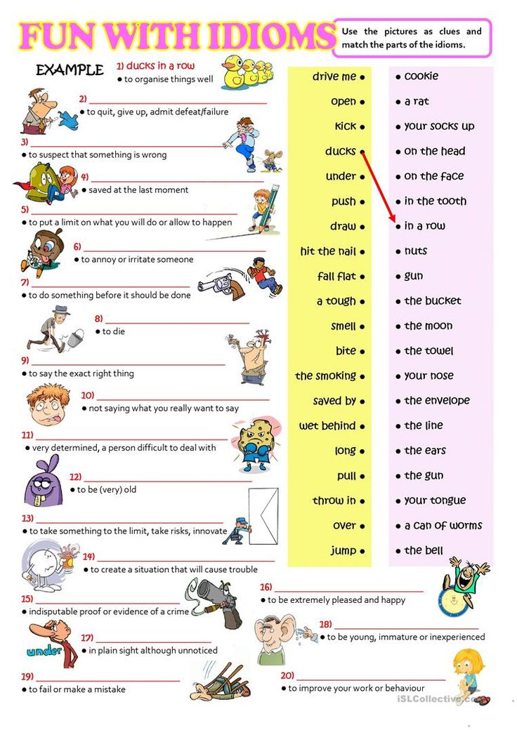 idiom worksheet say what