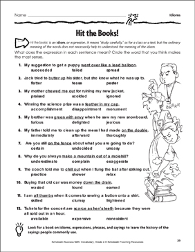 idioms in passages for grade 6