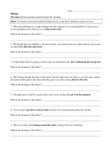 idioms worksheet 2nd grade