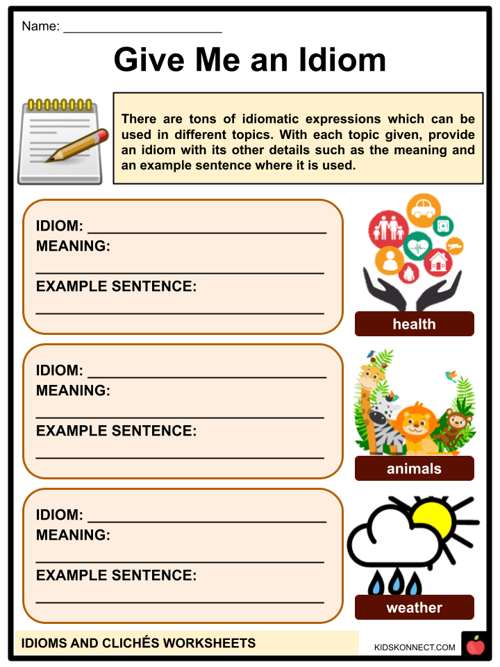 Idioms and Clichés Worksheets & Facts Types, Examples, Uses Worksheets Library