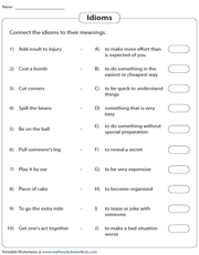 Idioms Worksheets
