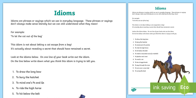Idiom Worksheet (teacher made) - Twinkl