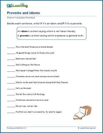 Proverbs and idioms worksheets | Worsheets library