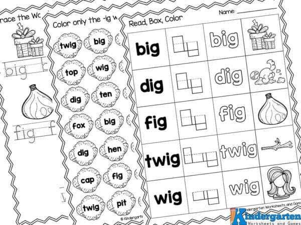 Ig word family comprehension worksheet - KidzeZone