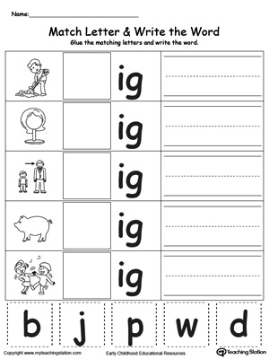 ig word family worksheet