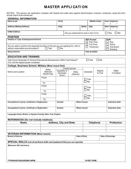 iga printable job application form