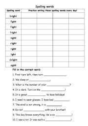 ight: Word Family | Printable Skills Sheets - Worksheets Library