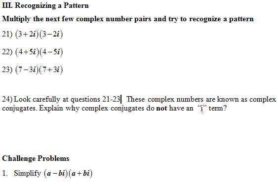 Multiply Complex Numbers Worksheet (pdf) and Answer Key. 28 ...
