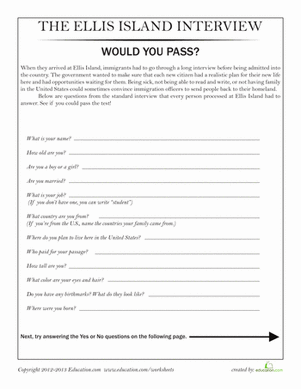 immigration worksheet 4th grade