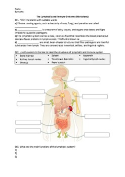 immune system worksheet high school