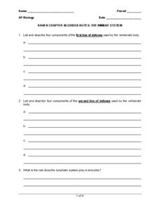 immune system worksheet middle school