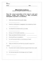 English worksheets: interrogative, declarative, imperative and ...