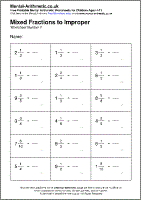 improper fraction to mixed number worksheet pdf