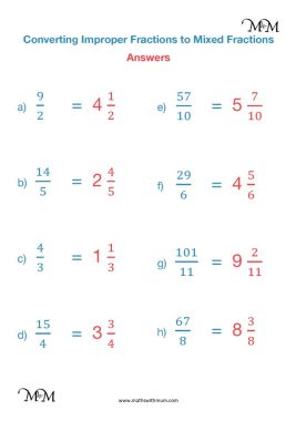 improper fraction to mixed number worksheet pdf