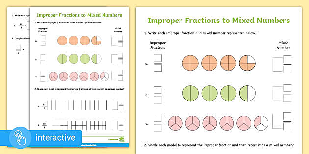 improper fraction to mixed number worksheet pdf