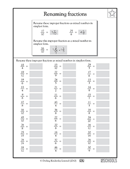 Improper fractions | 4th grade Math Worksheet | GreatSchools