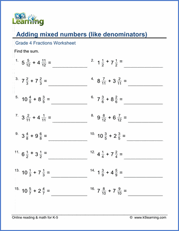 improper fractions to mixed numbers worksheet 4th grade