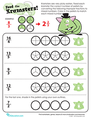 improper fractions worksheet 3rd grade