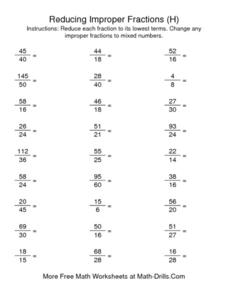 improper fractions worksheet 5th grade