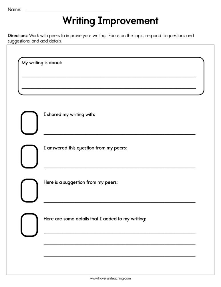 Writing Improvement Worksheet  