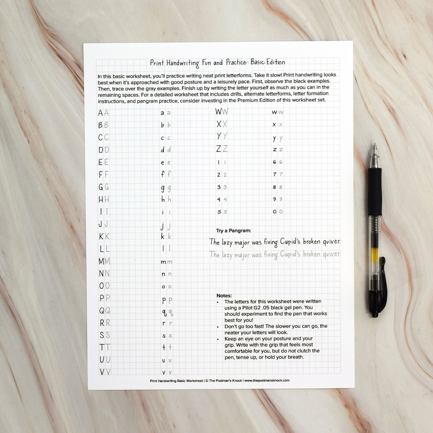 Basic Improve Your Print Handwriting Worksheet - The Postmans Knock