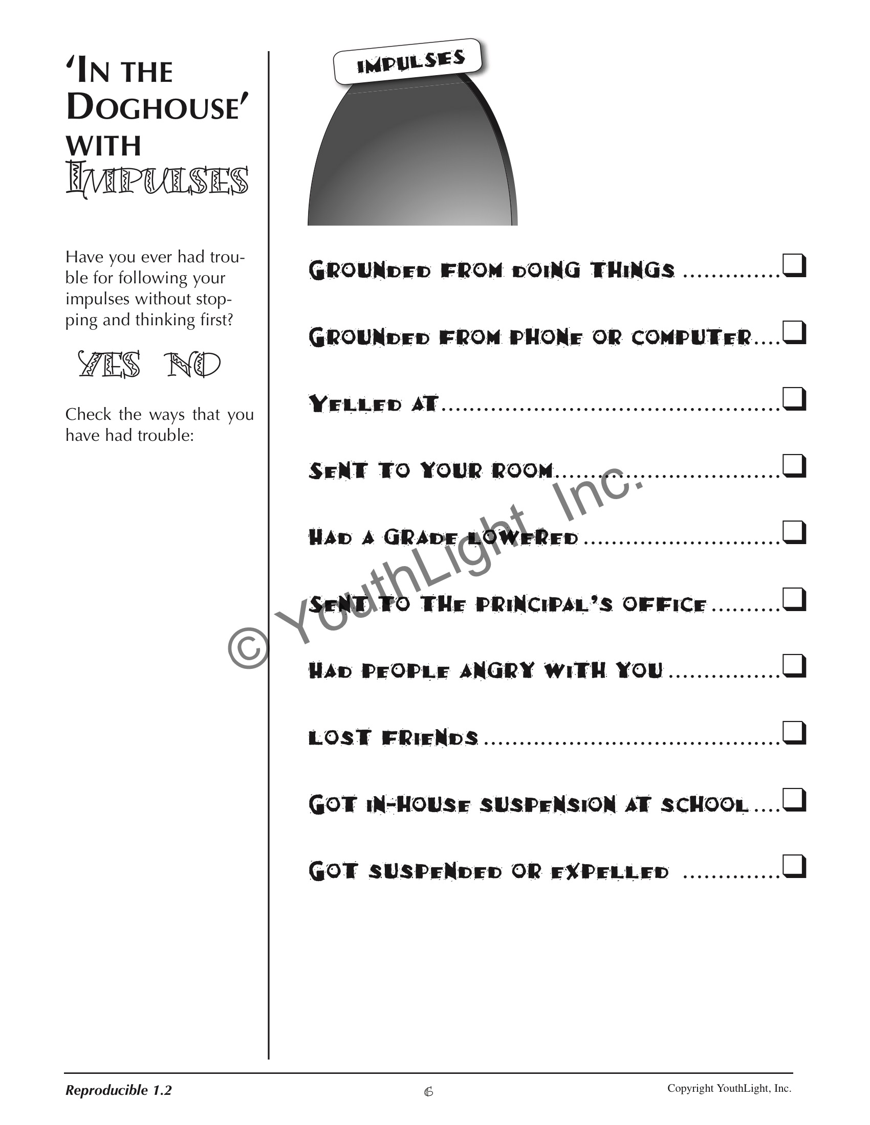 Impulse Control Activities &  Worksheets for Middle School Students with CD  by Tonia Caselman and Joshua Cantwell
