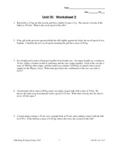 Unit IX: Worksheet 2 - Impulsive Force Worksheet for 9th - 12th ...
