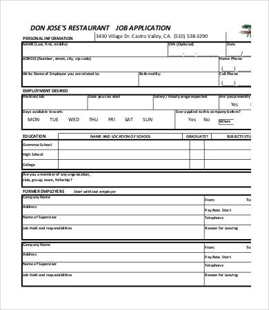 13+ Printable Job Application Templates in Word | Google Docs ...