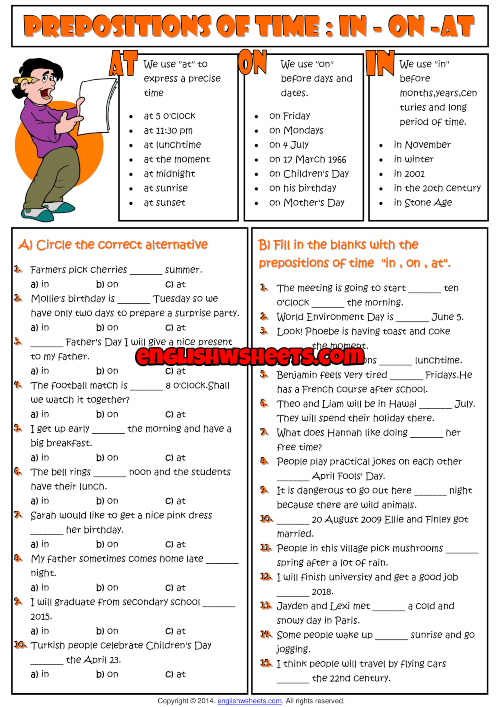 in on at worksheet