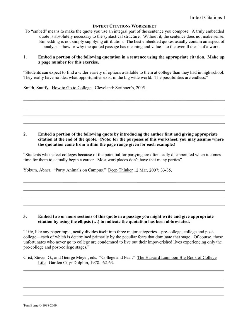 in text citations worksheet answers