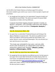 in text citations worksheet answers