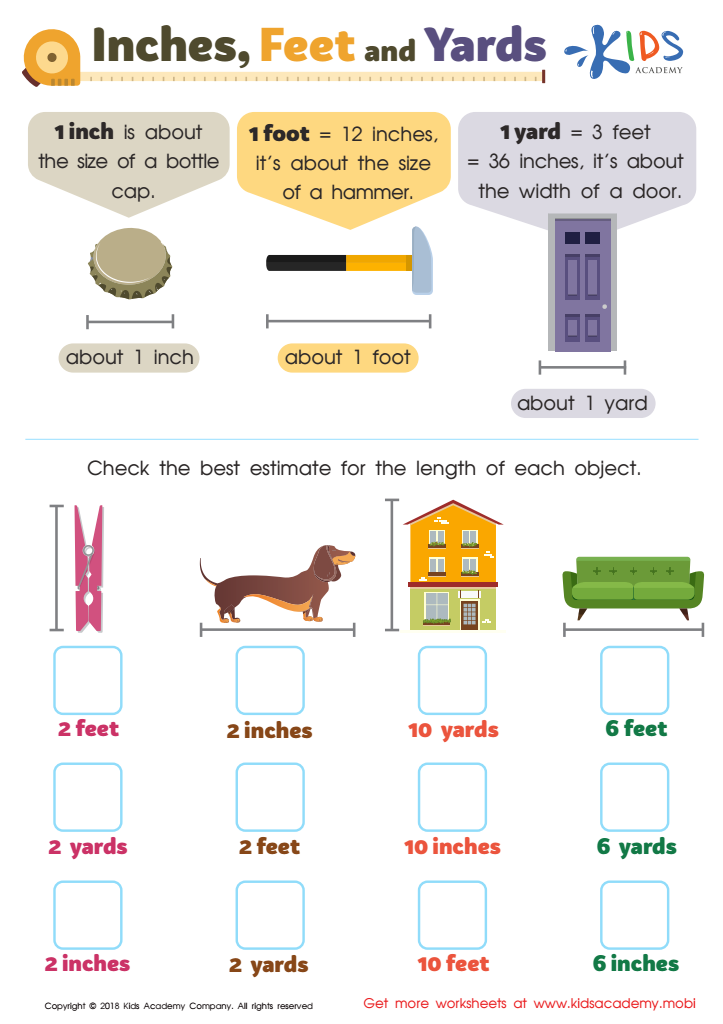 inches feet yards worksheet