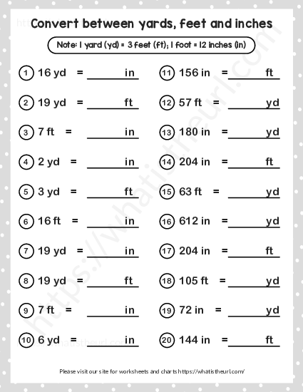 Convert units of length - yards, feet and inches - Exercise 1 ...
