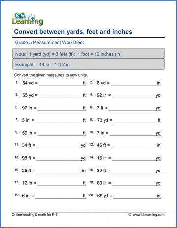 inches to feet conversion worksheet