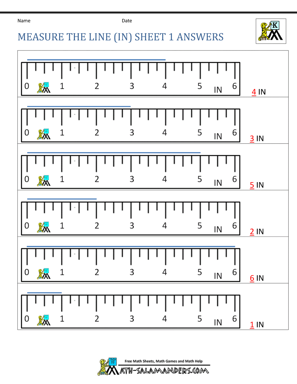 Measuring Length Worksheets for Kindergarten