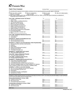 Fillable Online Cash Flow Analysis. The following self-employed ...