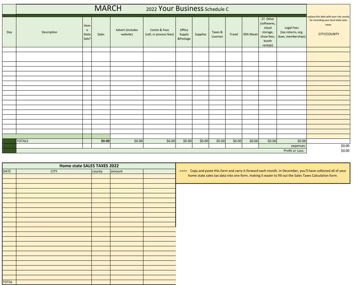 Artists Income &  Expense Excel Spreadsheet - Shop Wild Ozark