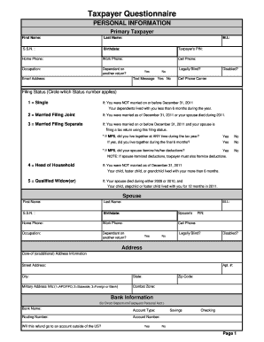 income tax organizer worksheet