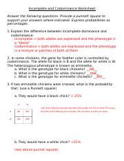 BIOLOGY.doc - Incomplete and Codominance Worksheet Answer the ...