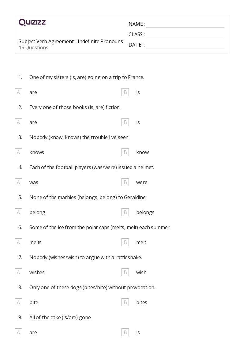 indefinite pronouns worksheet