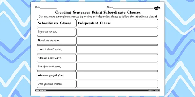 independent and dependent clauses worksheet 5th grade