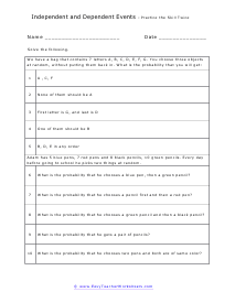 Independent and Dependent Events Worksheets