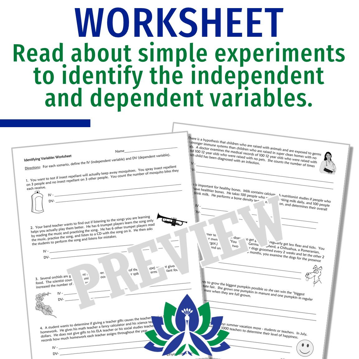 Identifying Variables Worksheet - Flying Colors Science - Worksheets ...