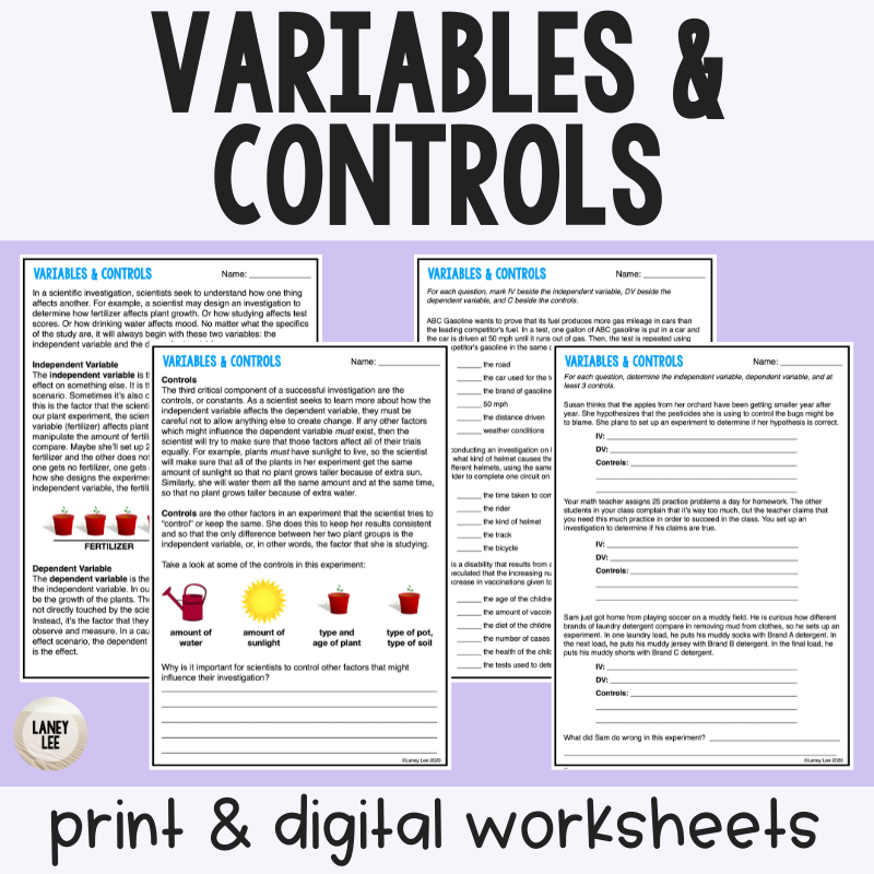 independent and dependent variables worksheet