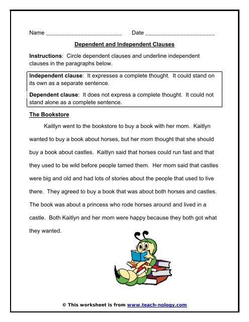 Dependent and Independent Clauses - Teach-nology