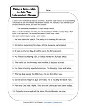 independent clauses worksheet