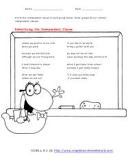 Independent and Dependent Clause Worksheets