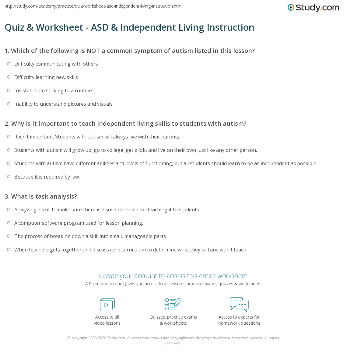 independent living skills worksheet adults