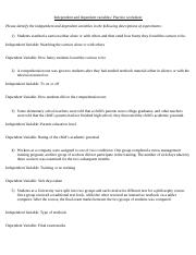 Variable worksheet - Psyc 321.doc - Independent and dependent ...
