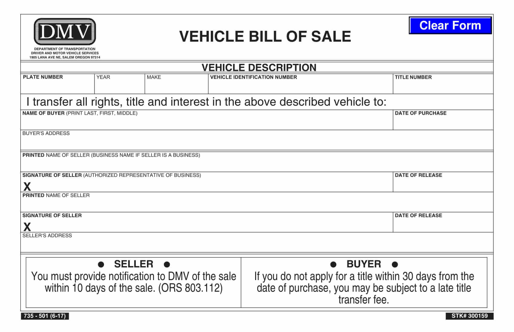 indiana bmv printable bill of sale